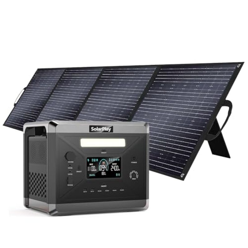 SolarPlay 2400W Portable Power Station, 2160Wh Large Capacity Solar Generator with 200W Solar Panel, BMS Emergency Power Station for Home Backup, Camping, Outdoor Battery Backup SolarPlay 2400W Portable Power Station, 2160Wh Large Capacity Solar Generator with 200W Solar Panel, BMS Emergency Power Station for Home Backup, Camping, Outdoor Battery Backup
