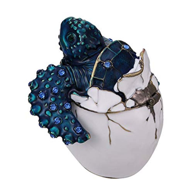 Hand Painted Enamel Hatching Turtle Trinket Box, Hinged Jewelry Box Unique Mini Ring Necklace Jewelry Organizer, Classical Bejeweled Storage, Figurine Collectible Keepsake Home Decor (Turtle-2) Hand Painted Enamel Hatching Turtle Trinket Box, Hinged Jewelry Box Unique Mini Ring Necklace Jewelry Organizer, Classical Bejeweled Storage, Figurine Collectible Keepsake Home Decor (Turtle-2)
