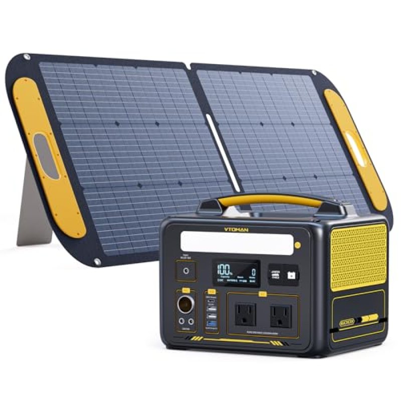 VTOMAN 600W Solar Generator with Panels Included, 299Wh LiFePO4 Portable Power Station with 600W AC Outlet (1200W Suger), Jump Starter, 12V DC, PD 60W Type-C for Home & RV/Van Camping VTOMAN 600W Solar Generator with Panels Included, 299Wh LiFePO4 Portable Power Station with 600W AC Outlet (1200W Suger), Jump Starter, 12V DC, PD 60W Type-C for Home & RV/Van Camping