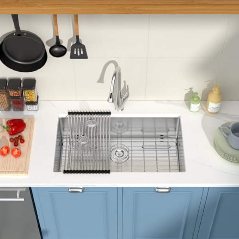32×19 Undermount Kitchen Sink – GhomeG 32 Inch Deep Single Bowl kitchen sink 16 Gauge Stainless Steel Under Counter Kitchen Sink Basin With R10 Round Corners 32×19 Undermount Kitchen Sink – GhomeG 32 Inch Deep Single Bowl kitchen sink 16 Gauge Stainless Steel Under Counter Kitchen Sink Basin With R10 Round Corners