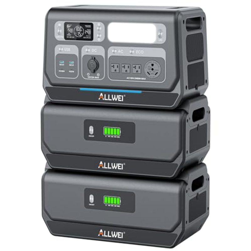 ALLWEI 2400W Portable Power Station and 2x B200 PRO Expansion Battery, 2048Wh Solar Generator, Fast Charge, Expand to 9144Wh LiFePO4 Battery Backup for RV Camping Outdoor Home Use ALLWEI 2400W Portable Power Station and 2x B200 PRO Expansion Battery, 2048Wh Solar Generator, Fast Charge, Expand to 9144Wh LiFePO4 Battery Backup for RV Camping Outdoor Home Use