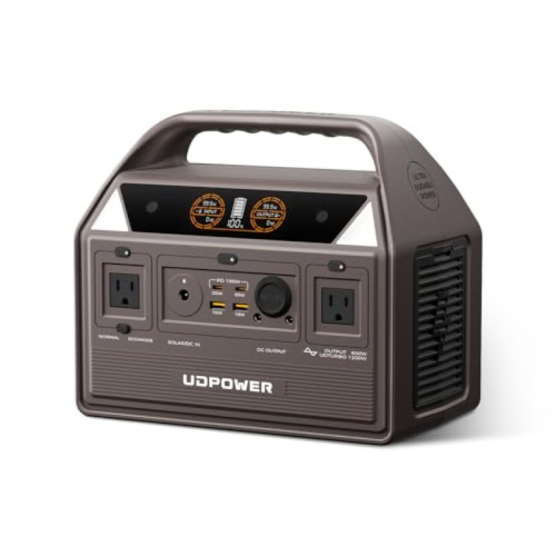UDPOWER C600 600W Portable Power Station(Solar Panel Option) | 595Wh LiFePO4 Battery,1200W Surge Power | AC Outlet,PD USB-C,12V DC | Solar Generator for Camping,RV,Emergency Backup,Outdoor Travel UDPOWER C600 600W Portable Power Station(Solar Panel Option) | 595Wh LiFePO4 Battery,1200W Surge Power | AC Outlet,PD USB-C,12V DC | Solar Generator for Camping,RV,Emergency Backup,Outdoor Travel