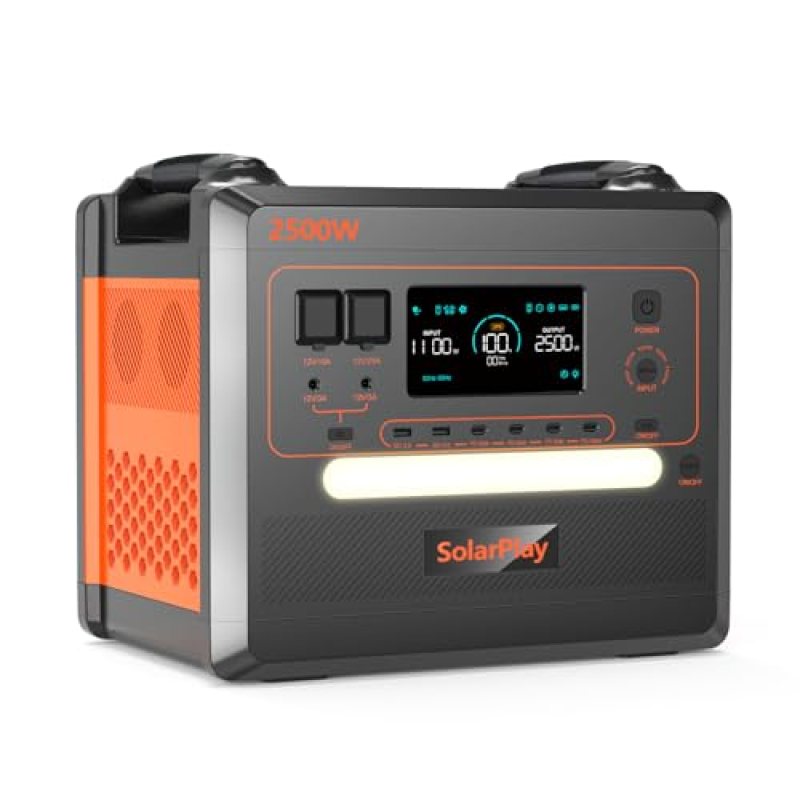 SolarPlay 2500W/2160 Portable Power Station, Solar Generator with 4 AC Outlets (4800W Peak), Power Station for Emergency Home Backup, Camping, Outdoor Battery Backup SolarPlay 2500W/2160 Portable Power Station, Solar Generator with 4 AC Outlets (4800W Peak), Power Station for Emergency Home Backup, Camping, Outdoor Battery Backup