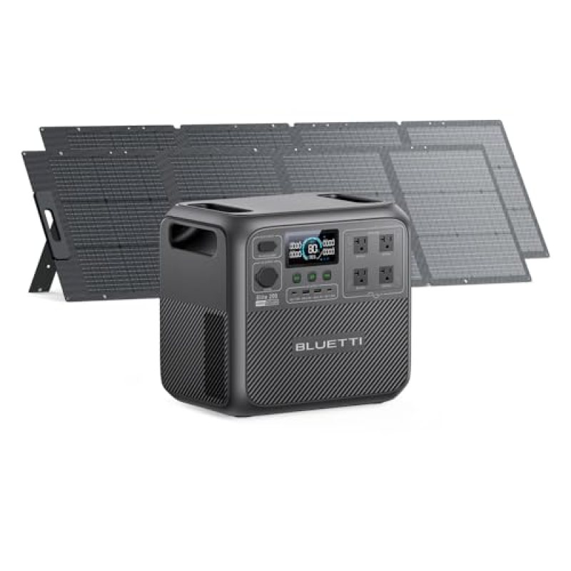 BLUETTI Solar Generator Elite 200 V2 with 2 200W Solar Panels Included (Ships Separately), 2,073.6Wh Portable Power Station w/ 4 2,600W AC Outlets, 17-Year Lifespan, LFP Power for Camping, Off-grid BLUETTI Solar Generator Elite 200 V2 with 2 200W Solar Panels Included (Ships Separately), 2,073.6Wh Portable Power Station w/ 4 2,600W AC Outlets, 17-Year Lifespan, LFP Power for Camping, Off-grid