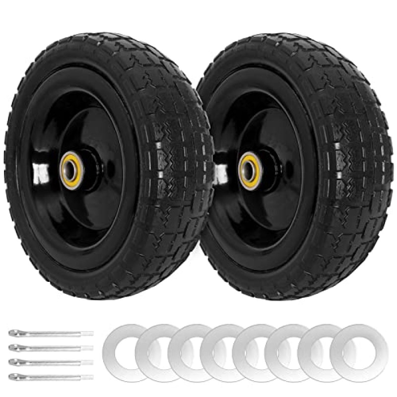 budrash 4.10/3.50-4 Tire and Wheel Flat Free, 10″ Solid Rubber Tires with 5/8″ Axle Bore Hole for Hand Truck, Dolly, Wagon, Garden Cart, Snowblower, Generator, Trolley, 2 Pack budrash 4.10/3.50-4 Tire and Wheel Flat Free, 10″ Solid Rubber Tires with 5/8″ Axle Bore Hole for Hand Truck, Dolly, Wagon, Garden Cart, Snowblower, Generator, Trolley, 2 Pack