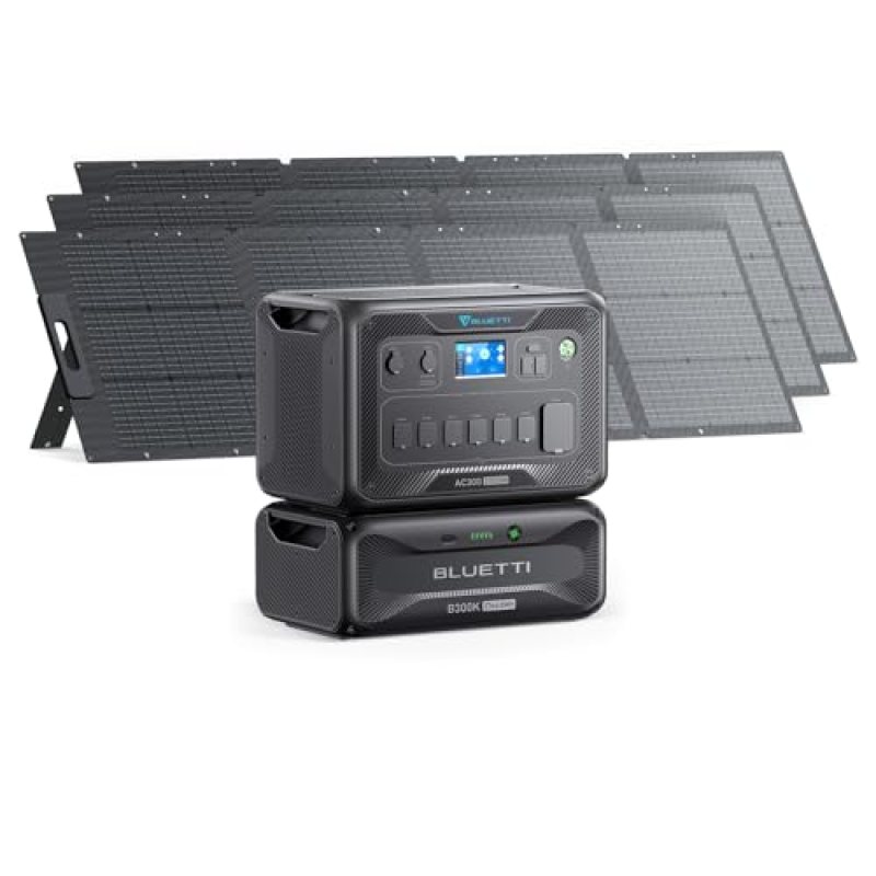 BLUETTI Solar Generator AC300 & B300K Expansion Battery with 3 200W Solar Panels Included, 2,764.8Wh LiFePO4 Portable Power Station w/ 7 3,000W AC Outlets, for Home Emergency Power Outage, Off Grid BLUETTI Solar Generator AC300 & B300K Expansion Battery with 3 200W Solar Panels Included, 2,764.8Wh LiFePO4 Portable Power Station w/ 7 3,000W AC Outlets, for Home Emergency Power Outage, Off Grid