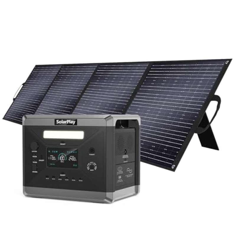 SolarPlay Portable Power Station, Q2501 2400W/2160Wh Large Capacity Solar Generator with 200W Solar Panel, BMS Emergency Power Station for Home Backup, Camping, Outdoor Battery Backup SolarPlay Portable Power Station, Q2501 2400W/2160Wh Large Capacity Solar Generator with 200W Solar Panel, BMS Emergency Power Station for Home Backup, Camping, Outdoor Battery Backup