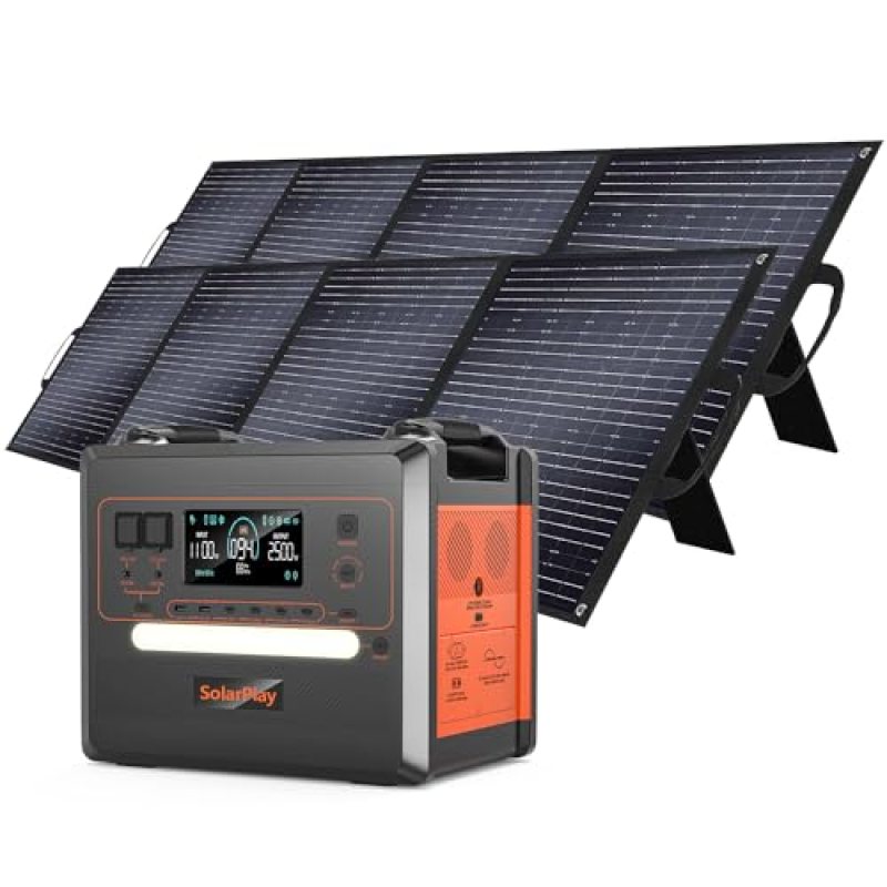 SolarPlay 2500W Portable Power Station, 2304Wh Large Capacity Solar Generator with 2x200W Solar Panel, BMS Emergency Power Station for Home Backup, Camping, Outdoor Battery Backup SolarPlay 2500W Portable Power Station, 2304Wh Large Capacity Solar Generator with 2x200W Solar Panel, BMS Emergency Power Station for Home Backup, Camping, Outdoor Battery Backup