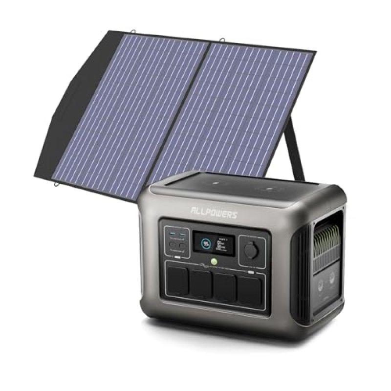 ALLPOWERS R1500 Portable Power Station with SP027 Solar Panel, 1800W 1152Wh LiFePO4 Solar Generator with 100W Panel Included, Solar Power with UPS Function, Fast Charging ALLPOWERS R1500 Portable Power Station with SP027 Solar Panel, 1800W 1152Wh LiFePO4 Solar Generator with 100W Panel Included, Solar Power with UPS Function, Fast Charging