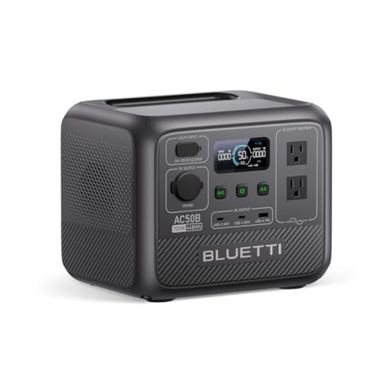 BLUETTI Solar Generator AC50B, 448Wh LiFePO4 Battery Backup w/ 2 700W AC Outlets (Power Lifting 1000W), 0-80% in 45 Min., for Camping, Road Trip, Outage (Solar Panel Optional) BLUETTI Solar Generator AC50B, 448Wh LiFePO4 Battery Backup w/ 2 700W AC Outlets (Power Lifting 1000W), 0-80% in 45 Min., for Camping, Road Trip, Outage (Solar Panel Optional)
