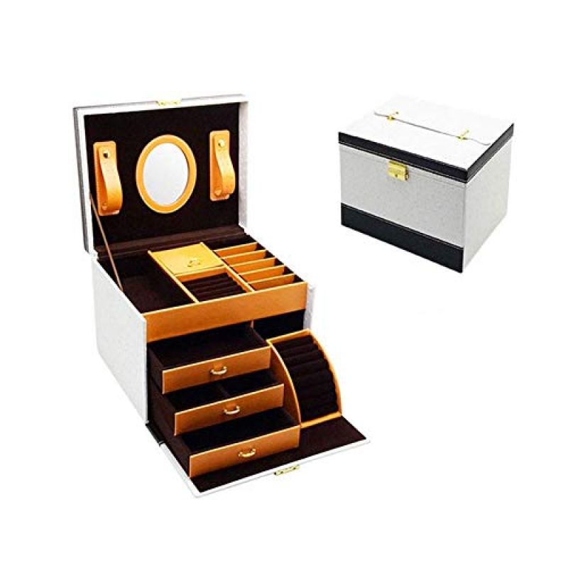 SNHVXLFW Gift for Women Jewelry Boxes Jewelry Box Cosmetic Case Portable Suitcase 4 Layers for Earrings Necklaces Rings Jewelry Storage Boxes New Year Presents SNHVXLFW Gift for Women Jewelry Boxes Jewelry Box Cosmetic Case Portable Suitcase 4 Layers for Earrings Necklaces Rings Jewelry Storage Boxes New Year Presents