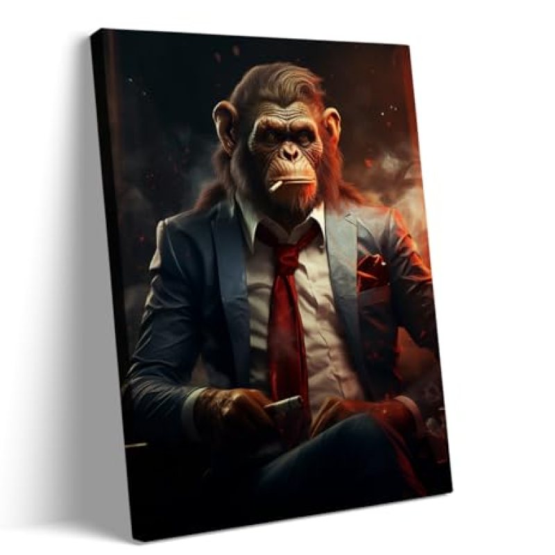 Monkey Wall Art Smoking Gorilla Retro Suit Art Wall Decoration Fun Monkey Animal poster Canvas print Pop Art Modern Living Room Bedroom Bathroom Room decoration (24 * 36inch Unframed) Monkey Wall Art Smoking Gorilla Retro Suit Art Wall Decoration Fun Monkey Animal poster Canvas print Pop Art Modern Living Room Bedroom Bathroom Room decoration (24 * 36inch Unframed)
