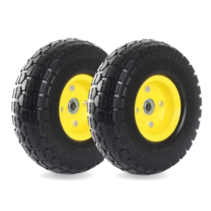 (2-Pack) 10-Inch Solid Rubber Tire Wheels – Replacement 4.10/3.50-4″ Tires and Wheels Flat Free with 5/8″ Axle Bore Hole Bearings, 2.17″ Offset Hub -Perfect for Hand Truck, Wheelbarrow, Gorilla Carts (2-Pack) 10-Inch Solid Rubber Tire Wheels – Replacement 4.10/3.50-4″ Tires and Wheels Flat Free with 5/8″ Axle Bore Hole Bearings, 2.17″ Offset Hub -Perfect for Hand Truck, Wheelbarrow, Gorilla Carts