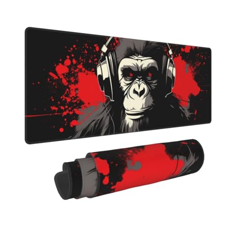 Stylish Gorilla with Headphones Against Themed Mouse Pad 31.5 x 12 Inch, Anti-Slip Rubber Base, Ideal for Computer, Laptop, Office & Home Use Stylish Gorilla with Headphones Against Themed Mouse Pad 31.5 x 12 Inch, Anti-Slip Rubber Base, Ideal for Computer, Laptop, Office & Home Use