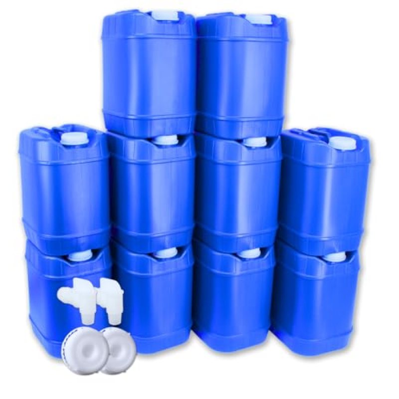 Aguaprep 5-Gallon Stackable Water Storage Containers, 5 Gallons Each w/Lids + Spigot, Easy Fill, Survial Supply Emergency Water Storage for Camping and Disaster Preparedness, RV, 50 Gallon (10 Tanks) Aguaprep 5-Gallon Stackable Water Storage Containers, 5 Gallons Each w/Lids + Spigot, Easy Fill, Survial Supply Emergency Water Storage for Camping and Disaster Preparedness, RV, 50 Gallon (10 Tanks)