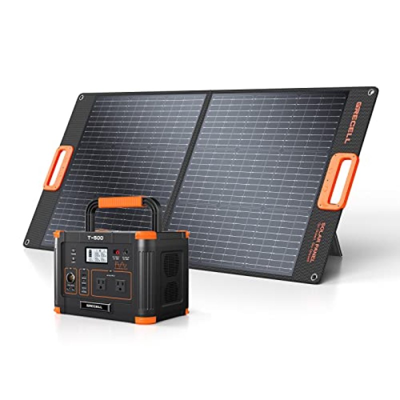 519Wh Outdoor Solar Generator with 100W Portable Solar Panel 20V, Portable Power Station 500W(Peak 1000W) Backup Battery Pack Solar Kit for RV/Van Camping Fishing Climbing Road Trip Home Emergency 519Wh Outdoor Solar Generator with 100W Portable Solar Panel 20V, Portable Power Station 500W(Peak 1000W) Backup Battery Pack Solar Kit for RV/Van Camping Fishing Climbing Road Trip Home Emergency