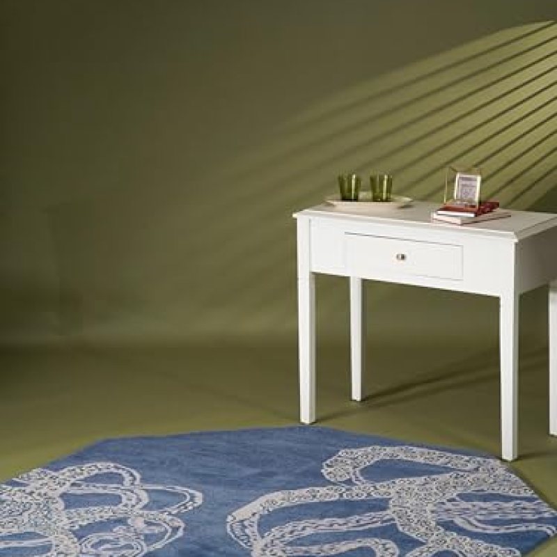 Hand Tufted Wool ECO-Friendly Area Rugs – 8’x8′, Octagon Shape, Blue & Beige, Contemporary Modern Design, High Pile Handmade Area Rugs for Living Room, Bed Room (K00512) Hand Tufted Wool ECO-Friendly Area Rugs – 8’x8′, Octagon Shape, Blue & Beige, Contemporary Modern Design, High Pile Handmade Area Rugs for Living Room, Bed Room (K00512)