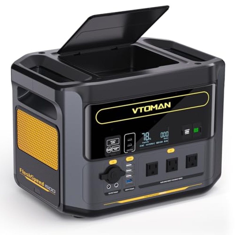 VTOMAN FlashSpeed 1500 Power Station 1548Wh Solar Generator 1500W(3000W Peak) Backup LFP Battery Expandable To 3096Wh Recharge 0-100% Within 1 Hour For Electric Backup Blackout Emergency VTOMAN FlashSpeed 1500 Power Station 1548Wh Solar Generator 1500W(3000W Peak) Backup LFP Battery Expandable To 3096Wh Recharge 0-100% Within 1 Hour For Electric Backup Blackout Emergency