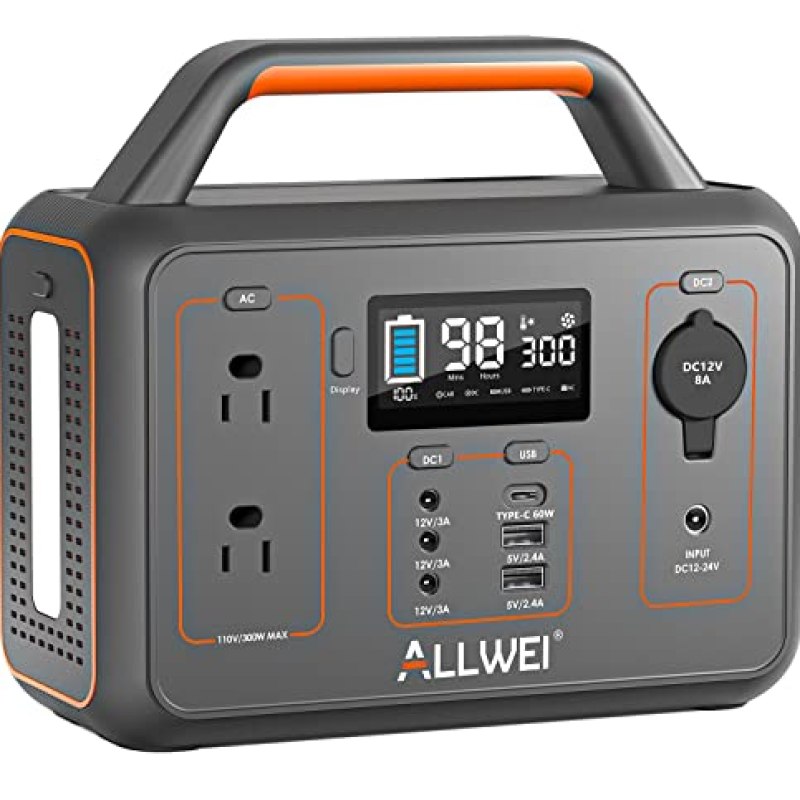 ALLWEI Portable Power Station 300W, 280Wh Solar Generator with 110V Pure Sine Wave AC Outlet, Backup Lithium Battery Generator for CPAP Outdoor RV Camping Emergency Home Use ALLWEI Portable Power Station 300W, 280Wh Solar Generator with 110V Pure Sine Wave AC Outlet, Backup Lithium Battery Generator for CPAP Outdoor RV Camping Emergency Home Use