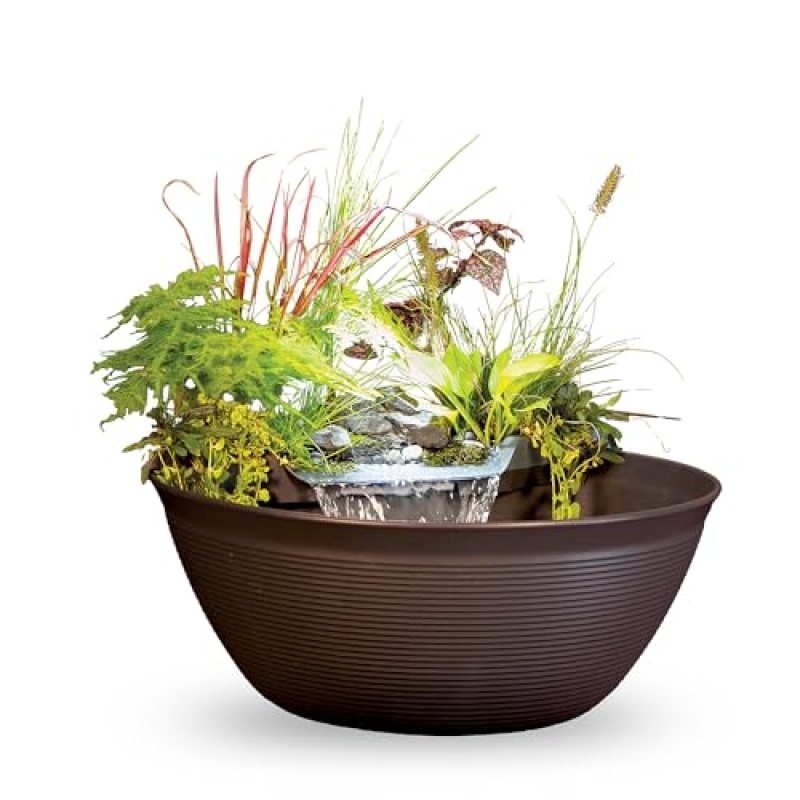 Aquascape AquaGarden Container Water Feature Kit – Indoor & Outdoor Mini Pond with Waterfall Fountain, Pump & Filtration for Home & Patio, Brown Aquascape AquaGarden Container Water Feature Kit – Indoor & Outdoor Mini Pond with Waterfall Fountain, Pump & Filtration for Home & Patio, Brown