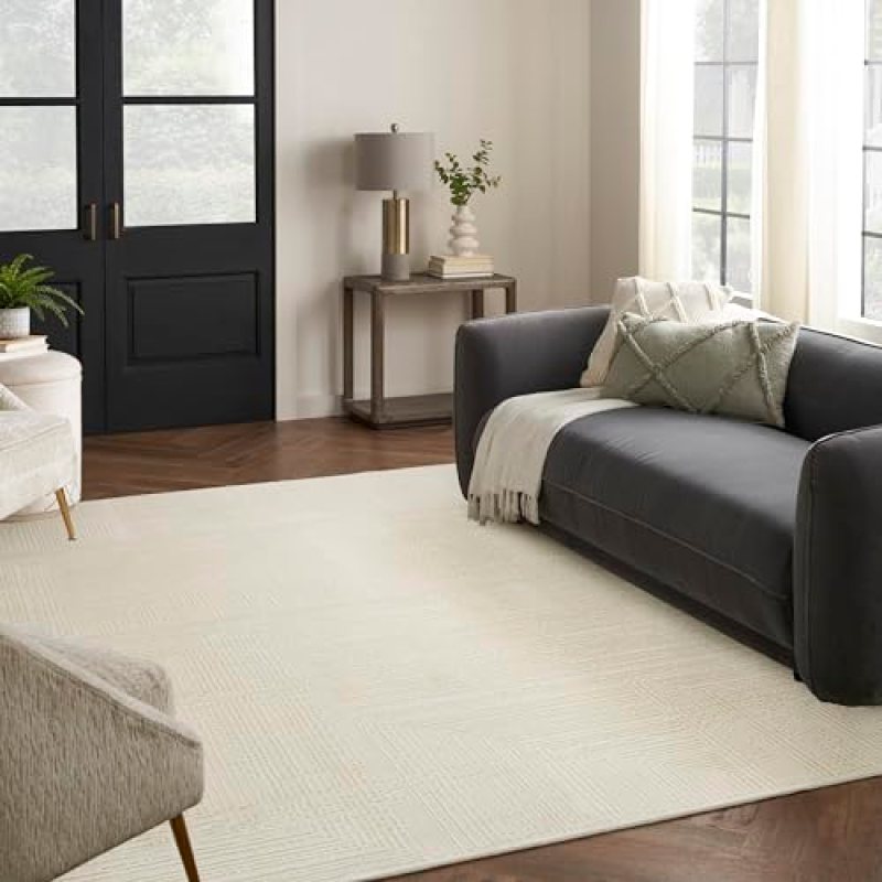 Nourison Eco-Friendly Contemporary Ivory 9′ x 12′ Area Rug, Easy Clean, Non Shedding, Bed Room, Living Room, Dining Room, Kitchen (9×12) Nourison Eco-Friendly Contemporary Ivory 9′ x 12′ Area Rug, Easy Clean, Non Shedding, Bed Room, Living Room, Dining Room, Kitchen (9×12)