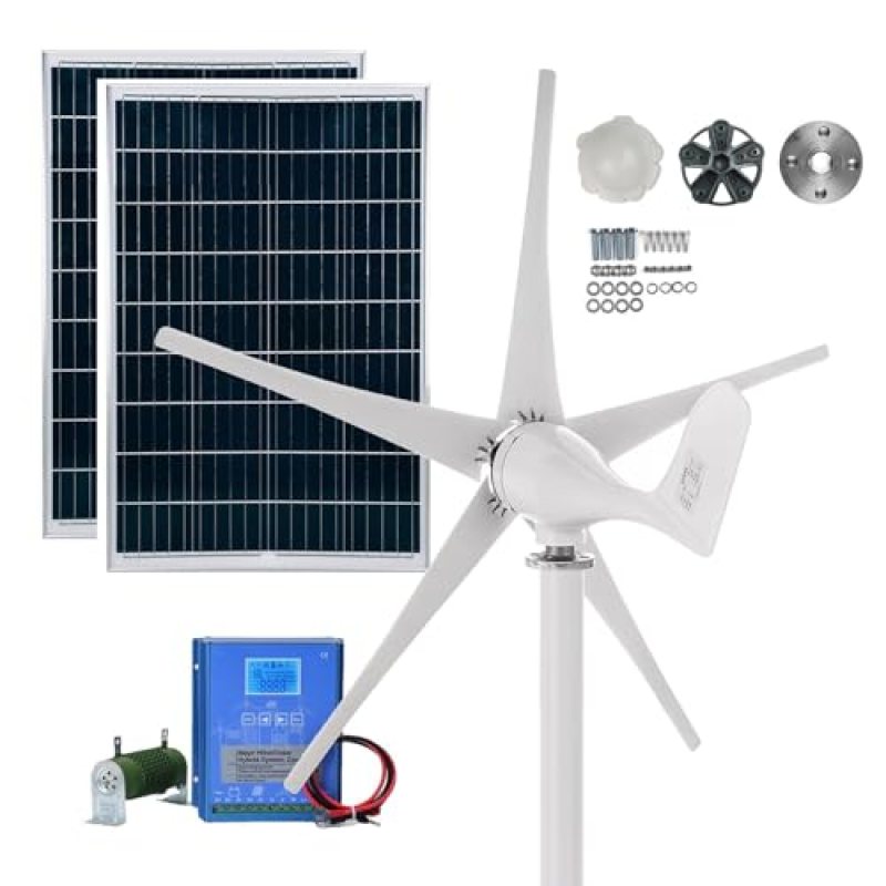 3000W Wind Turbine Generator Kit 12V/24V/48V 5-Blade Wind Generator With MPPT Controller And 200W Solar Panel For Home Use Street Lighting Off-Grid Renewable Energy(24V) 3000W Wind Turbine Generator Kit 12V/24V/48V 5-Blade Wind Generator With MPPT Controller And 200W Solar Panel For Home Use Street Lighting Off-Grid Renewable Energy(24V)