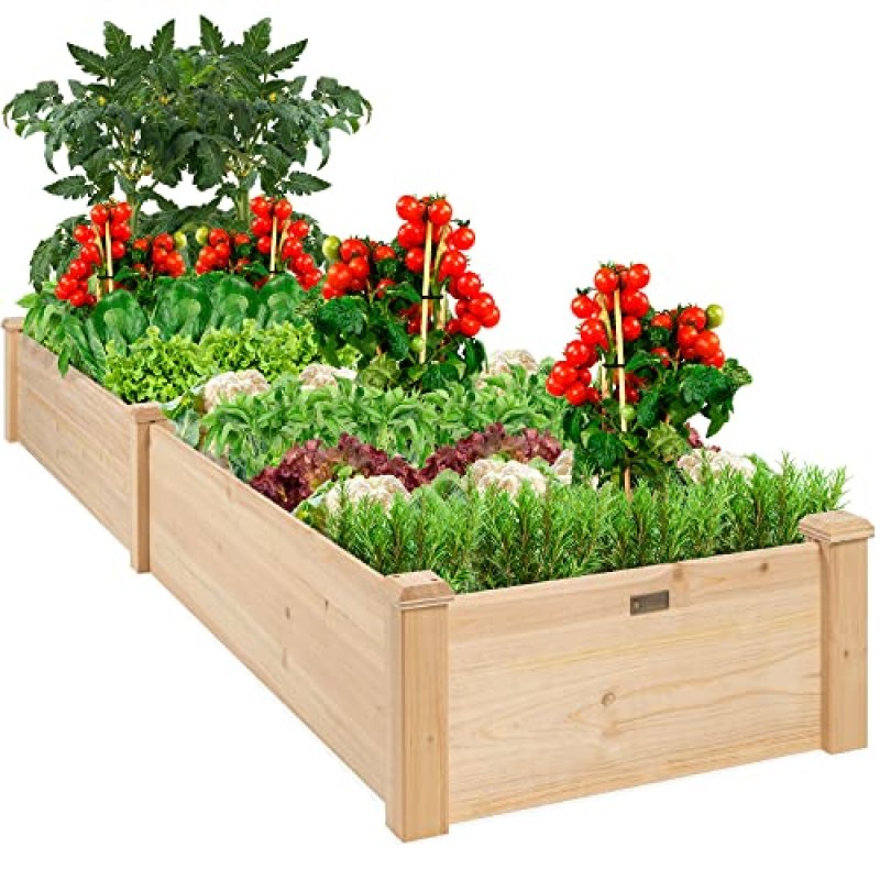 Best Choice Products 8x2ft Outdoor Wooden Raised Garden Bed Planter for Vegetables, Grass, Lawn, Yard – Natural Best Choice Products 8x2ft Outdoor Wooden Raised Garden Bed Planter for Vegetables, Grass, Lawn, Yard – Natural
