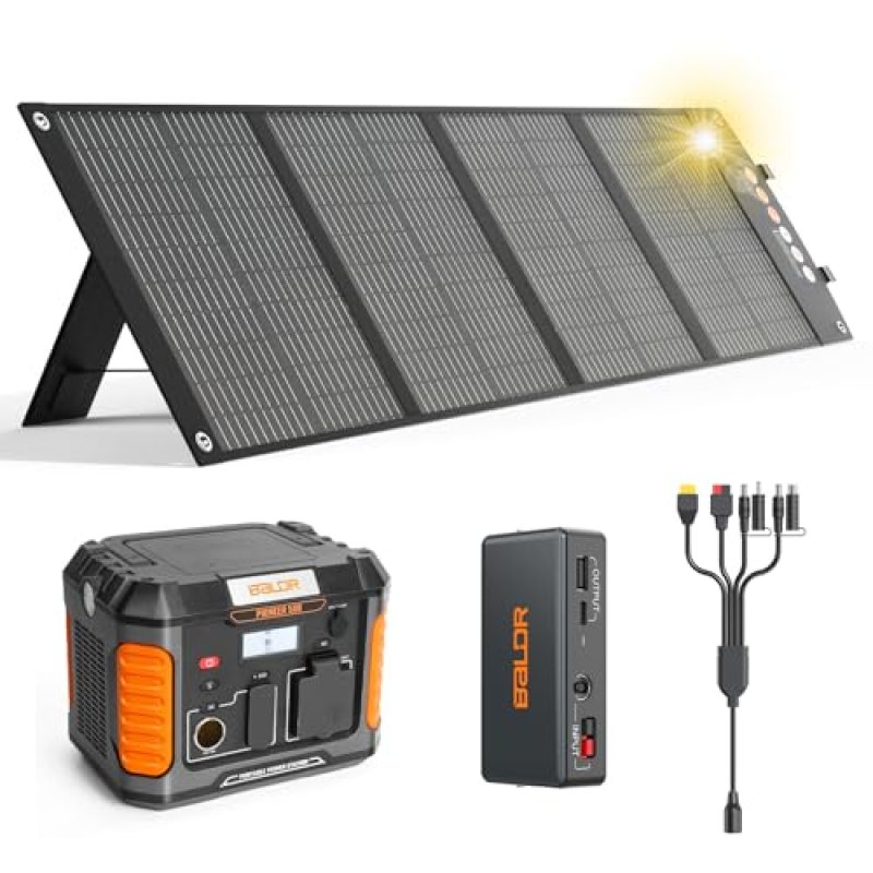 BALDR Portable Solar Generator, 500W Portable Power Station with Foldable 120W Solar Panel Included Ideal for Home Backup, Emergency, Outdoor Camping. BALDR Portable Solar Generator, 500W Portable Power Station with Foldable 120W Solar Panel Included Ideal for Home Backup, Emergency, Outdoor Camping.
