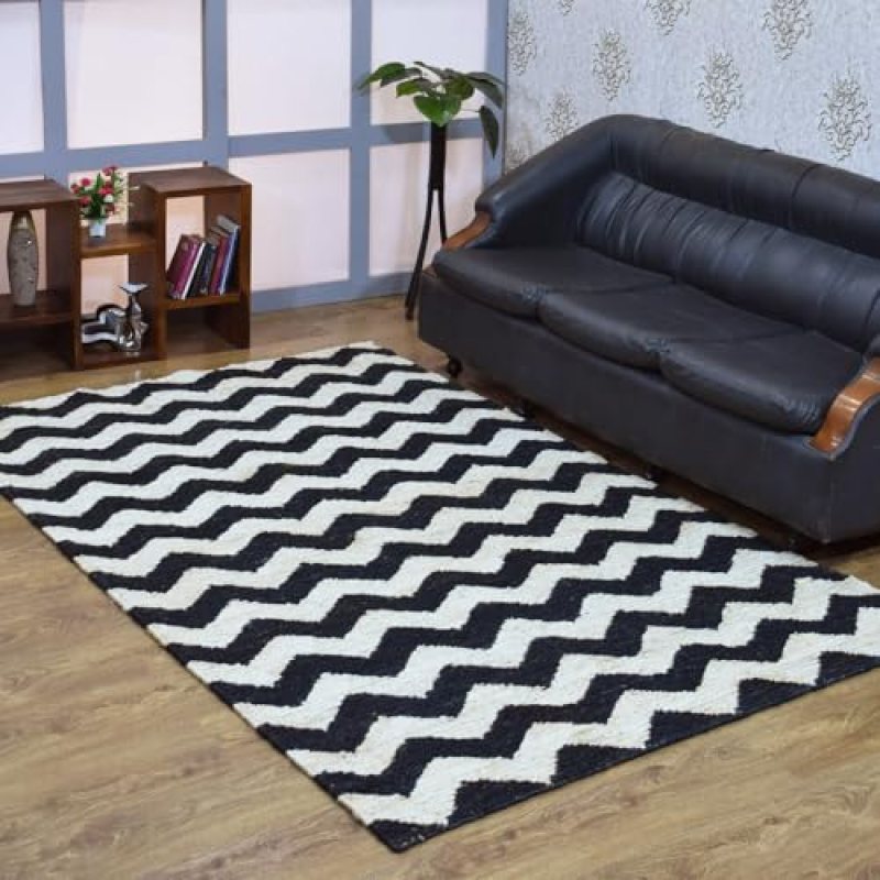 Hand Knotted SUMAK Jute ECO-Friendly Contemporary Area Rugs – 6’x9′, Rectangle Shape, Black Off White Color, Contemporary, High Pile, Natural Fiber, Outdoor Indoor Handmade Area Rugs (J00014) Hand Knotted SUMAK Jute ECO-Friendly Contemporary Area Rugs – 6’x9′, Rectangle Shape, Black Off White Color, Contemporary, High Pile, Natural Fiber, Outdoor Indoor Handmade Area Rugs (J00014)