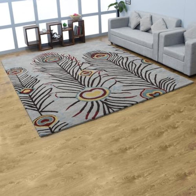 Hand Tufted Wool ECO-Friendly Area Rugs – 6’x9′, Rectangle Shape, Silver, Contemporary Modern Design, High Pile Thick Handmade Area Rugs for Living Room, Bed Room (K09342) Hand Tufted Wool ECO-Friendly Area Rugs – 6’x9′, Rectangle Shape, Silver, Contemporary Modern Design, High Pile Thick Handmade Area Rugs for Living Room, Bed Room (K09342)
