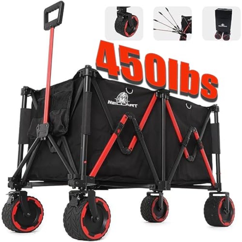 Mellart 450lbs Collapsible Wagon Cart with Brake, 45” Ultra-Large Wagons Carts Foldable, Heavy Duty Folding Garden Cart, All Terrain Wagon for Groceries, Garden, Sports, Beach, Fishing Mellart 450lbs Collapsible Wagon Cart with Brake, 45” Ultra-Large Wagons Carts Foldable, Heavy Duty Folding Garden Cart, All Terrain Wagon for Groceries, Garden, Sports, Beach, Fishing