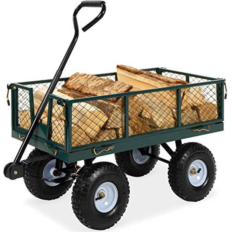 Best Choice Products Utility Garden Cart Wagon for Lawn, Yard w/Heavy-Duty Steel 400lb Weight Capacity, Removable Sides, Long Handle, 10in Tires – Green Best Choice Products Utility Garden Cart Wagon for Lawn, Yard w/Heavy-Duty Steel 400lb Weight Capacity, Removable Sides, Long Handle, 10in Tires – Green