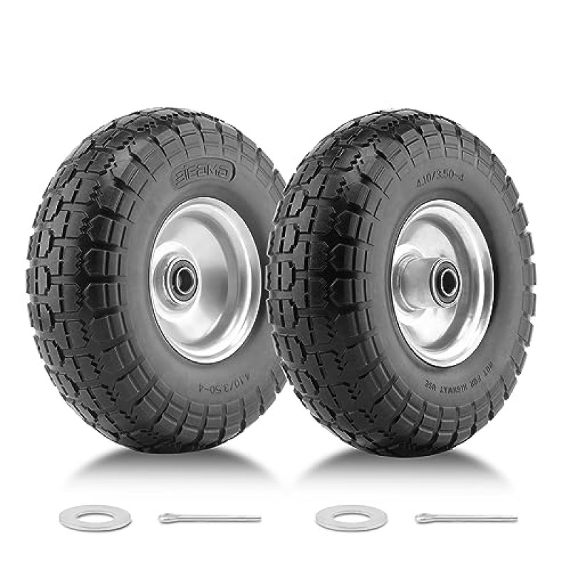 BIEAMA 2 Pack 10″ Solid PU Tires and Wheels,4.10/3.50-4 Tire and Wheel Flat Free, Replacement Wheels for Garden Cart, Hand Truck, etc BIEAMA 2 Pack 10″ Solid PU Tires and Wheels,4.10/3.50-4 Tire and Wheel Flat Free, Replacement Wheels for Garden Cart, Hand Truck, etc
