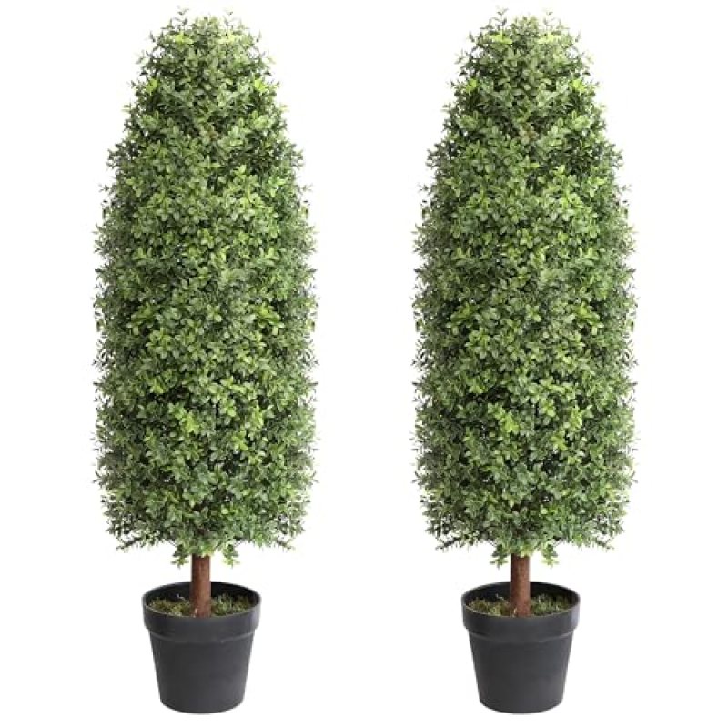 3.6ft Artificial Topiary Trees Set of 2, Faux Boxwood Plants Outdoor, Hold Nature Fake Tree Indoor for Porch Home Decor (43inch) 3.6ft Artificial Topiary Trees Set of 2, Faux Boxwood Plants Outdoor, Hold Nature Fake Tree Indoor for Porch Home Decor (43inch)