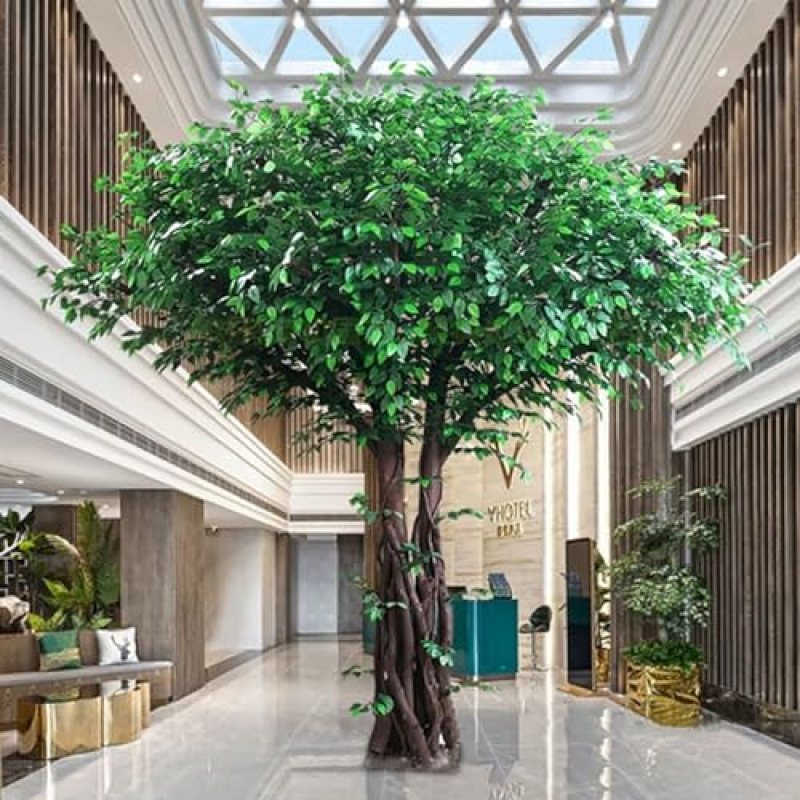PCWLH Large Artificial Ficus Tree – Realistic Fake Tree with Silk Leaves and Natural Wood Trunk – Indoor Home Office Decor – 1.5mx1.2m PCWLH Large Artificial Ficus Tree – Realistic Fake Tree with Silk Leaves and Natural Wood Trunk – Indoor Home Office Decor – 1.5mx1.2m