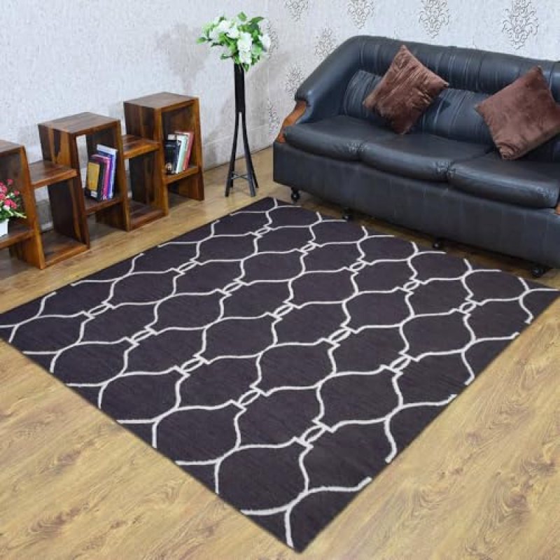 Hand Tufted Wool ECO-Friendly Area Rugs – 8’x8′, Square Shape, Brown & Beige, Geometric Modern Design, High Pile Thick Handmade Area Rugs for Living Room, Bed Room (K01004) Hand Tufted Wool ECO-Friendly Area Rugs – 8’x8′, Square Shape, Brown & Beige, Geometric Modern Design, High Pile Thick Handmade Area Rugs for Living Room, Bed Room (K01004)