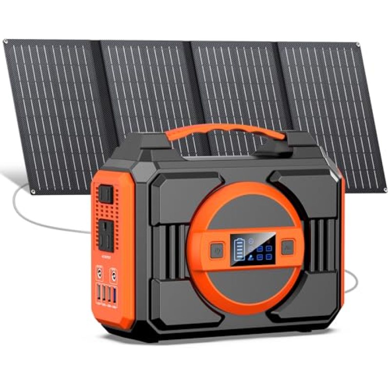 Solar Powered Generator 300W Rated, Portable Sola Generator Power Station with Solar Panels 40W Included, 220Wh Sola Power Bank with AC Outlet 110V Pure Sine Wave for Home Use Camping Outdoor Solar Powered Generator 300W Rated, Portable Sola Generator Power Station with Solar Panels 40W Included, 220Wh Sola Power Bank with AC Outlet 110V Pure Sine Wave for Home Use Camping Outdoor