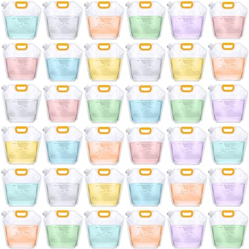 36 Pcs 1.3 Gallon Collapsible Water Storage Bag Emergency Jug Container Water Bladder Clear Plastic Storage Pouch for Outdoor Sport Camping Hiking Backpack No leak, Freezable, Odorless, Flat Folding 36 Pcs 1.3 Gallon Collapsible Water Storage Bag Emergency Jug Container Water Bladder Clear Plastic Storage Pouch for Outdoor Sport Camping Hiking Backpack No leak, Freezable, Odorless, Flat Folding