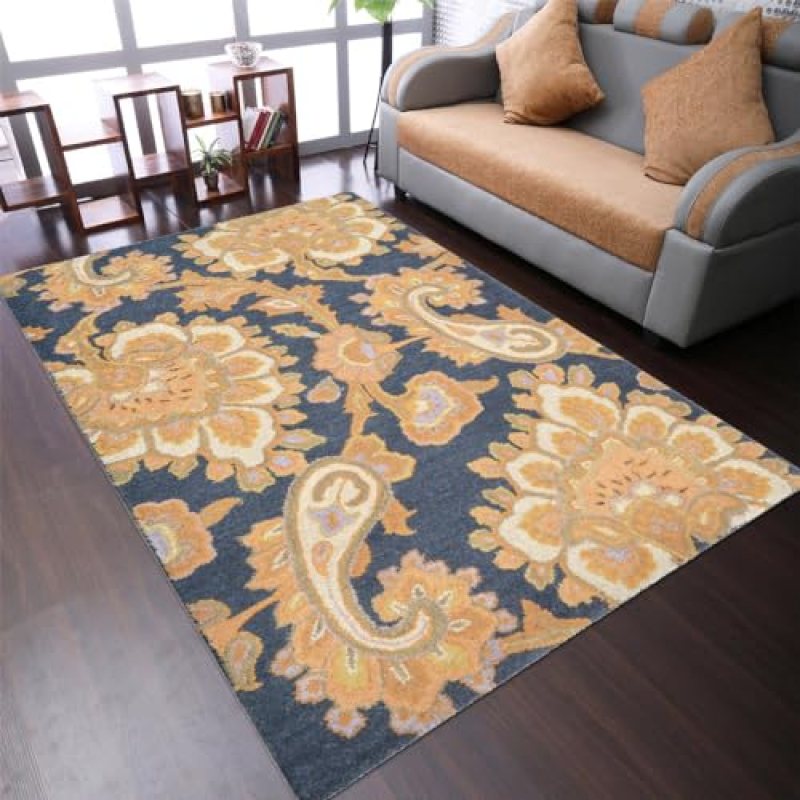 Hand Tufted Wool ECO-Friendly Area Rugs – 8’x10′, Rectangle Shape, Charcoal, Floral Modern Design, High Pile Handmade Anti Skid Area Rugs for Living Room, Bed Room (K00151) Hand Tufted Wool ECO-Friendly Area Rugs – 8’x10′, Rectangle Shape, Charcoal, Floral Modern Design, High Pile Handmade Anti Skid Area Rugs for Living Room, Bed Room (K00151)