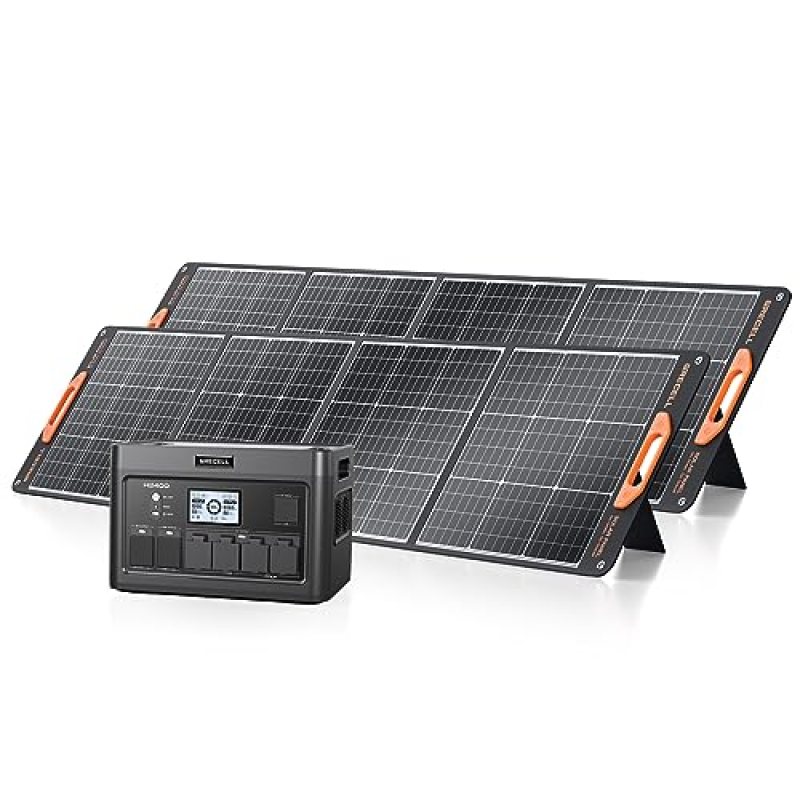 2400W Solar Generator with 2 * 200W Flexible Panel, GRECELL 1843Wh Portable Power Station w/ 2400W(4800W Peak)4 AC Outlets, Fast Charging Emergency Backup Battery UPS for Home Outage RV/Van, H2400 2400W Solar Generator with 2 * 200W Flexible Panel, GRECELL 1843Wh Portable Power Station w/ 2400W(4800W Peak)4 AC Outlets, Fast Charging Emergency Backup Battery UPS for Home Outage RV/Van, H2400
