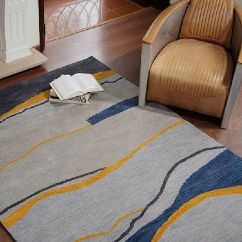 Hand Tufted Wool ECO-Friendly Area Rugs – 6’x9′, Rectangle Shape, Multicolor, Contemporary Modern Design, High Pile Handmade Area Rugs for Living Room, Bed Room (K00S19) Hand Tufted Wool ECO-Friendly Area Rugs – 6’x9′, Rectangle Shape, Multicolor, Contemporary Modern Design, High Pile Handmade Area Rugs for Living Room, Bed Room (K00S19)