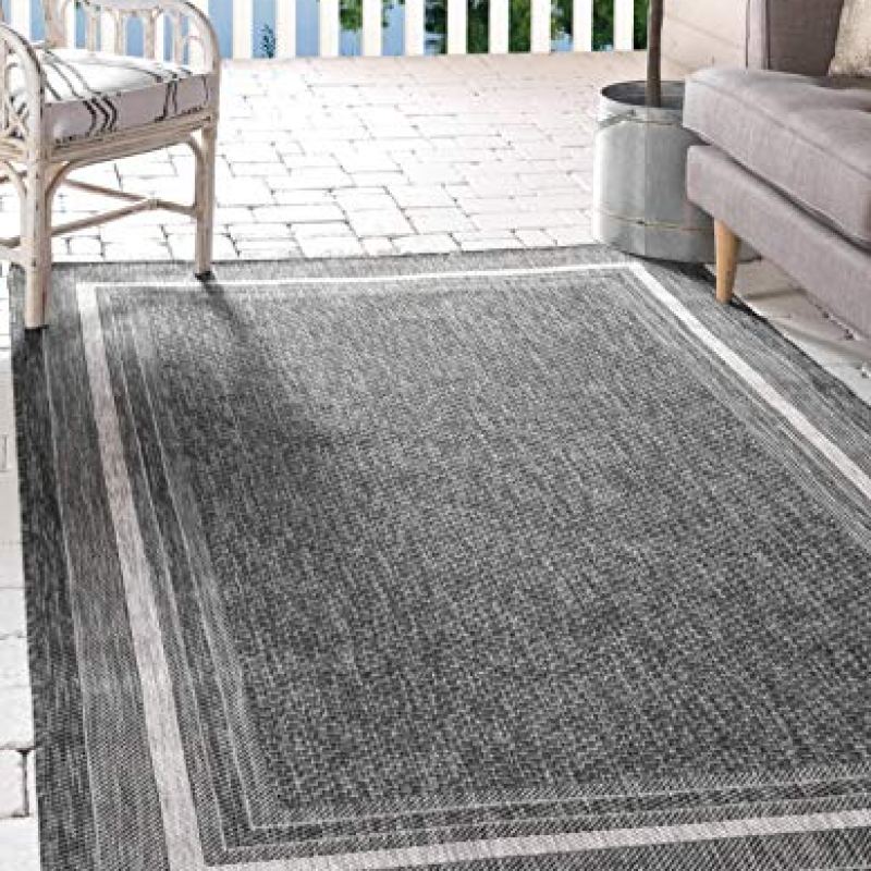 Unique Loom Outdoor Border Collection Area Rug – Soft Border (9′ x 12′ Rectangle, Black/ Ivory) Unique Loom Outdoor Border Collection Area Rug – Soft Border (9′ x 12′ Rectangle, Black/ Ivory)