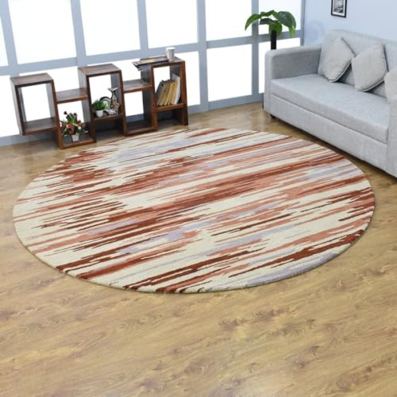Hand Tufted Wool ECO-Friendly Area Rugs – 8’x8′, Round Shape, Multicolor, Abstract Modern Design, High Pile Thick Handmade Anti Skid Area Rugs for Living Room, Bed Room (K00S14) Hand Tufted Wool ECO-Friendly Area Rugs – 8’x8′, Round Shape, Multicolor, Abstract Modern Design, High Pile Thick Handmade Anti Skid Area Rugs for Living Room, Bed Room (K00S14)