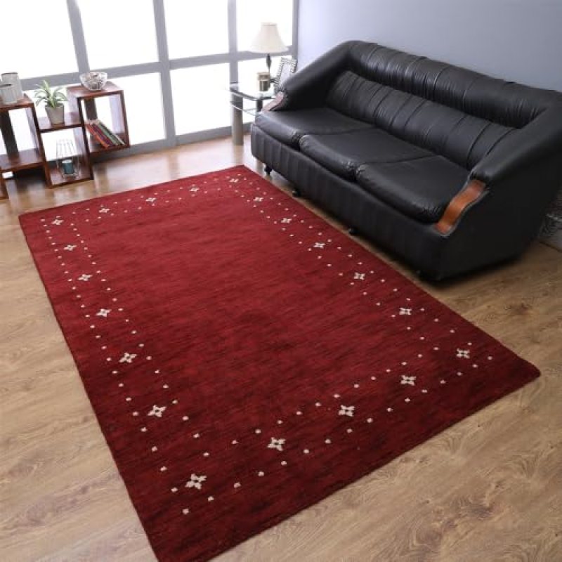 Hand Knotted Loom Wool ECO-Friendly Area Rugs – 6’x9′, Rectangle, Red Color, Contemporary Modern Design, High Pile Thick Handmade Anti Skid Rugs for Living Room (L00219) Hand Knotted Loom Wool ECO-Friendly Area Rugs – 6’x9′, Rectangle, Red Color, Contemporary Modern Design, High Pile Thick Handmade Anti Skid Rugs for Living Room (L00219)