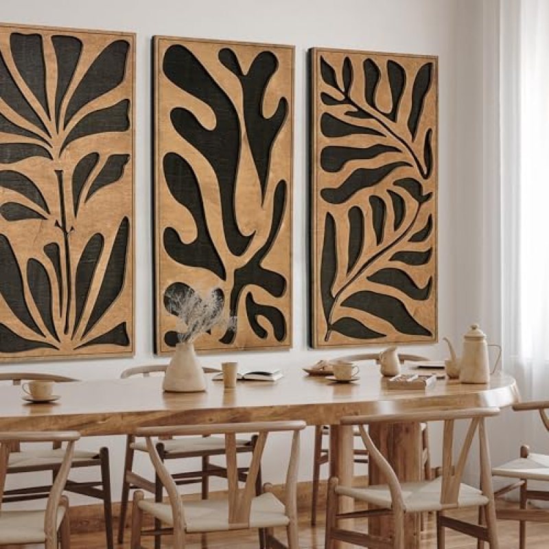 Other Furniture Modern Botanical Leaf Wall Art (Set of 3) – Black and Walnut Wooden Panels for Nature-Inspired Home & Office Décor (Set of 3 – L (22″ x 44″)) Other Furniture Modern Botanical Leaf Wall Art (Set of 3) – Black and Walnut Wooden Panels for Nature-Inspired Home & Office Décor (Set of 3 – L (22″ x 44″))