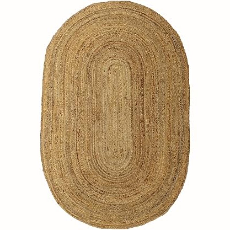 Oval Jute Runner Rug- Hand Crafted Woven Rustic Vintage Braided Reversible Runner Area Rug, Eco Friendly Ideal for High Traffic Areas for Hallway Kitchen Entryway Home Décor (Natural 4’ x 8’) Oval Jute Runner Rug- Hand Crafted Woven Rustic Vintage Braided Reversible Runner Area Rug, Eco Friendly Ideal for High Traffic Areas for Hallway Kitchen Entryway Home Décor (Natural 4’ x 8’)