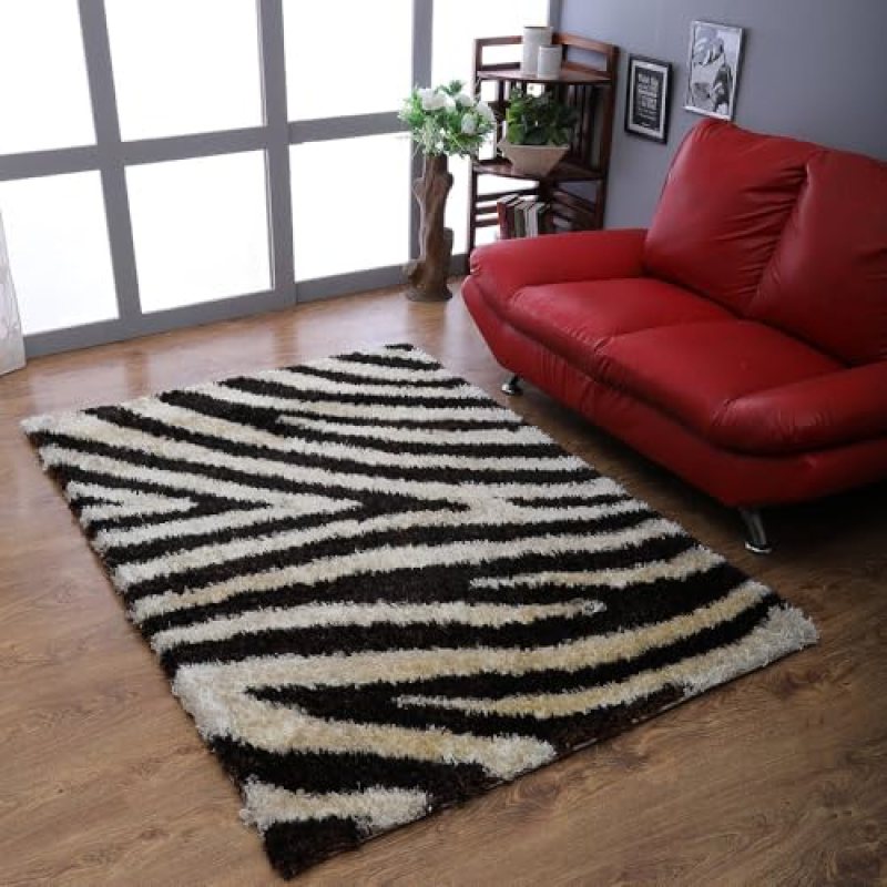 Hand Tufted SHAG Polyester ECO-Friendly Area Rugs – 6’x9′, Rectangle, Brown Ivory, Contemporary Modern Design, High Pile Thick Handmade Anti Skid Rugs for Living Room K00037 Hand Tufted SHAG Polyester ECO-Friendly Area Rugs – 6’x9′, Rectangle, Brown Ivory, Contemporary Modern Design, High Pile Thick Handmade Anti Skid Rugs for Living Room K00037
