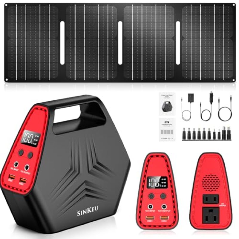 100W Solar Generator with 40W Foldable Solar Panel, Sinkeu 24600mAh Power Bank with AC Outlet for Home Use 97.68Wh Portable Power Station for Camping Hurricane Emergency 100W Solar Generator with 40W Foldable Solar Panel, Sinkeu 24600mAh Power Bank with AC Outlet for Home Use 97.68Wh Portable Power Station for Camping Hurricane Emergency