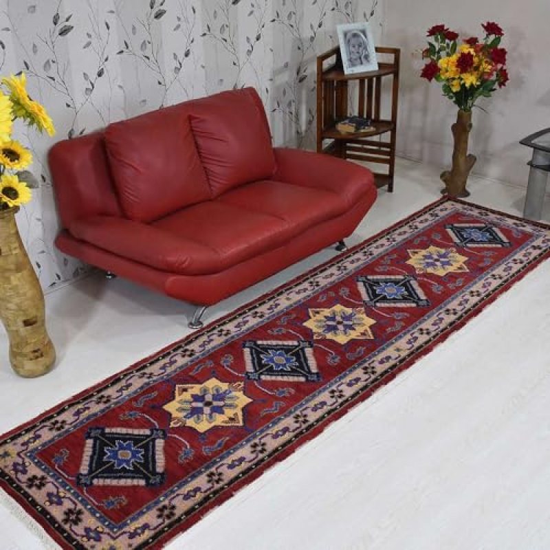 Hand Knotted Wool & Silk ECO-Friendly Oriental Area Rugs – 2’6”x10′, Runner Shape, Red Beige Color, Classic Oriental Traditional, Medium Pile Handmade Area Rugs (AF0103) Hand Knotted Wool & Silk ECO-Friendly Oriental Area Rugs – 2’6”x10′, Runner Shape, Red Beige Color, Classic Oriental Traditional, Medium Pile Handmade Area Rugs (AF0103)