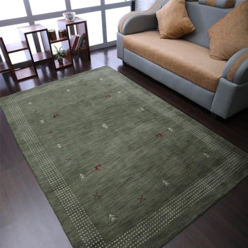 Hand Knotted Loom Wool ECO-Friendly Area Rugs – 6’x9′, Rectangle, Green Color, Contemporary Modern Design, High Pile Thick Handmade Anti Skid Rugs for Living Room (L00224) Hand Knotted Loom Wool ECO-Friendly Area Rugs – 6’x9′, Rectangle, Green Color, Contemporary Modern Design, High Pile Thick Handmade Anti Skid Rugs for Living Room (L00224)